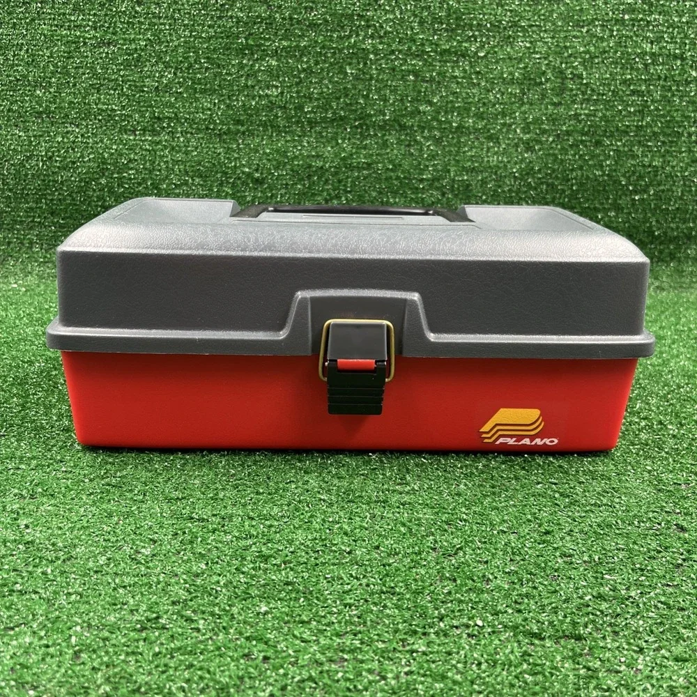 Vintage Plano Fishing Tackle Box #1001 Red Gray‎ One Tray